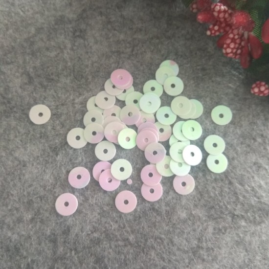 Пайетки плоские 6 мм, цв. белый перламутр, цена за 10 гр